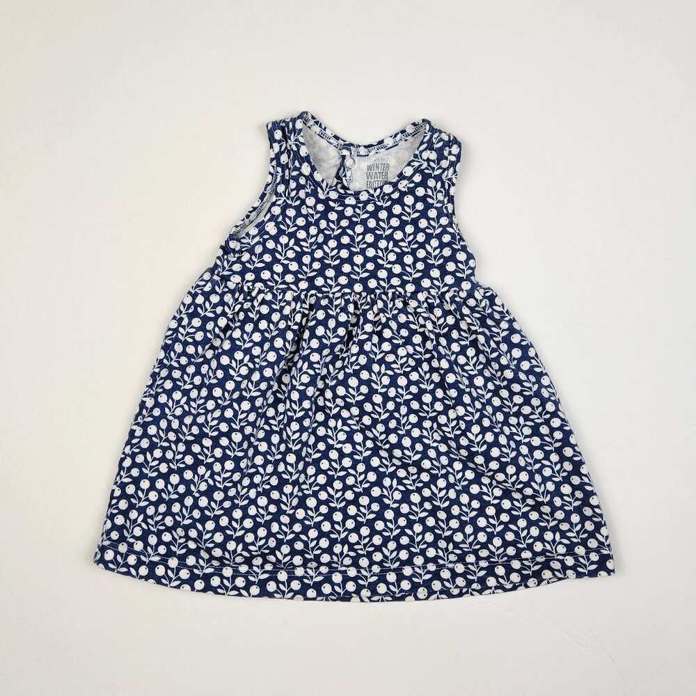 Winter Water Factory Organic Cotton Blueberry Vines Sleeveless Dress sz 3m